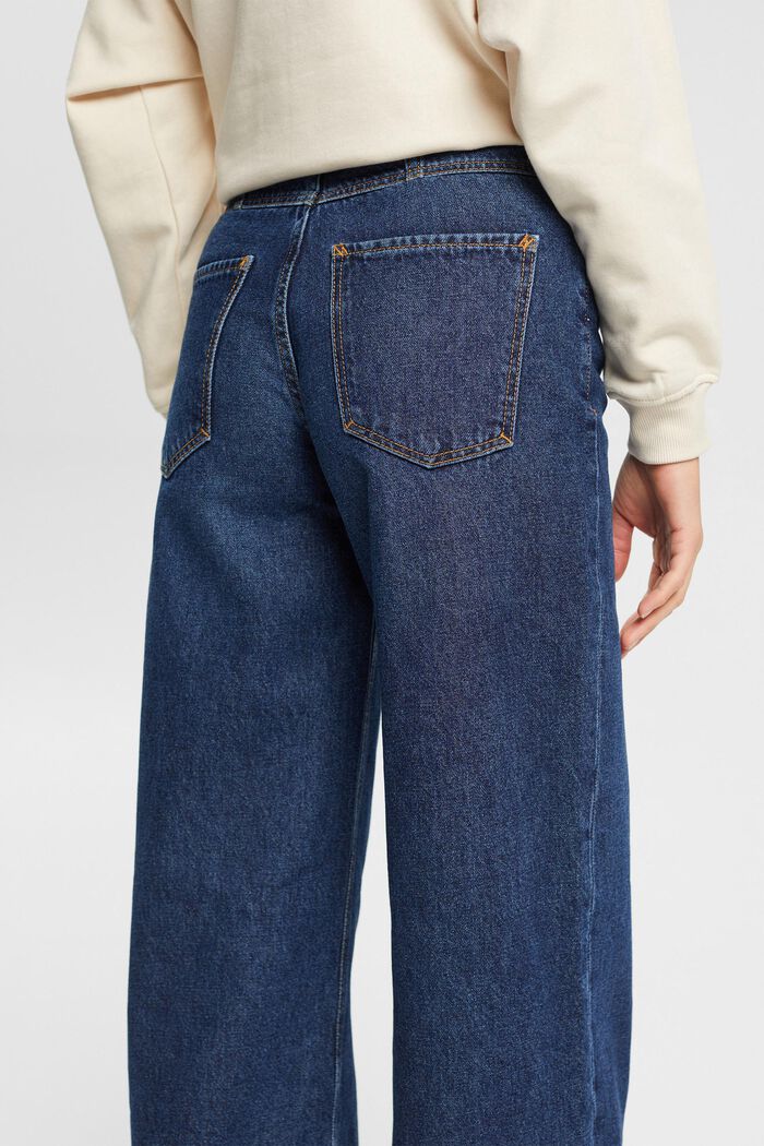 Mid-rise jeans met wijde pijpen, BLUE DARK WASHED, detail image number 2