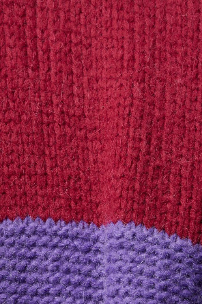 Vest met colour blocks, met alpaca en wol, RED, detail image number 5