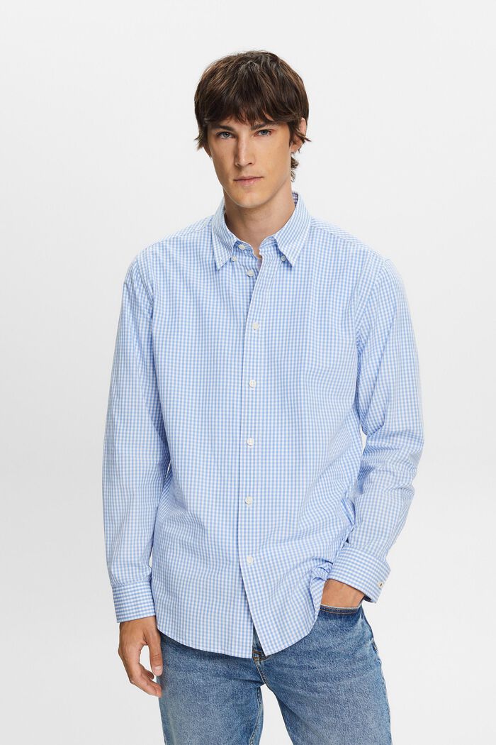 Vichy-buttondownshirt, 100% katoen, BRIGHT BLUE, detail image number 0