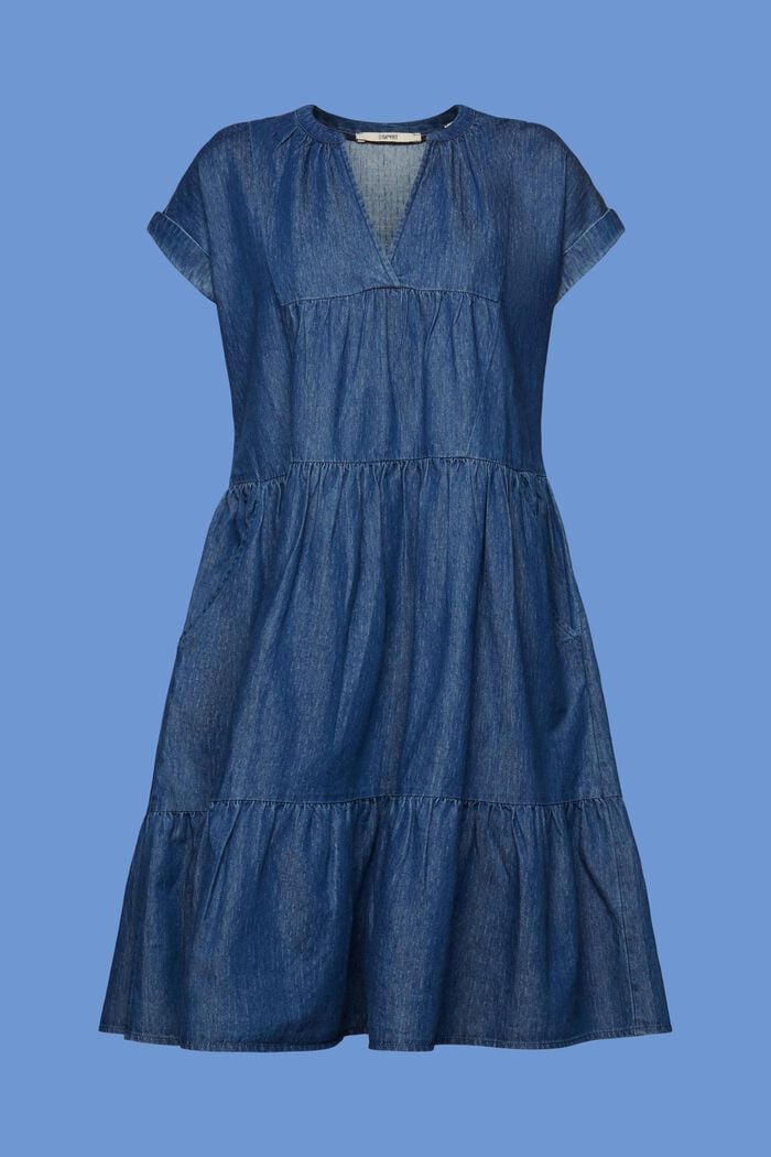 Lichte denim jurk, 100% katoen, BLUE MEDIUM WASHED, detail image number 6