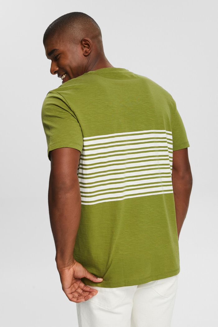 Jersey T-shirt met streepmotief, LEAF GREEN, detail image number 3