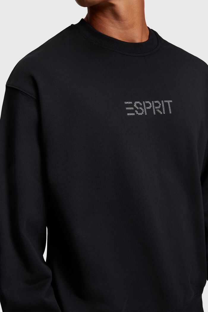 Sweatshirt met label en studs, BLACK, detail image number 2