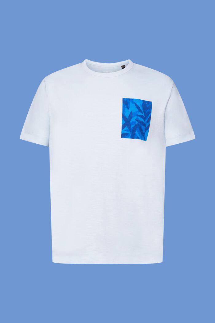 Jersey T-shirt met print op de borst, 100% katoen, PASTEL BLUE, detail image number 6