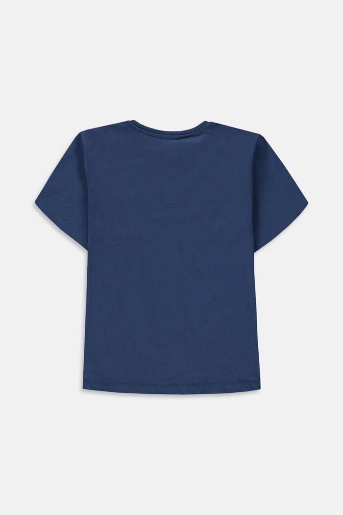 Katoenen T-shirt met positieve print op de borst, BLUE, detail image number 1