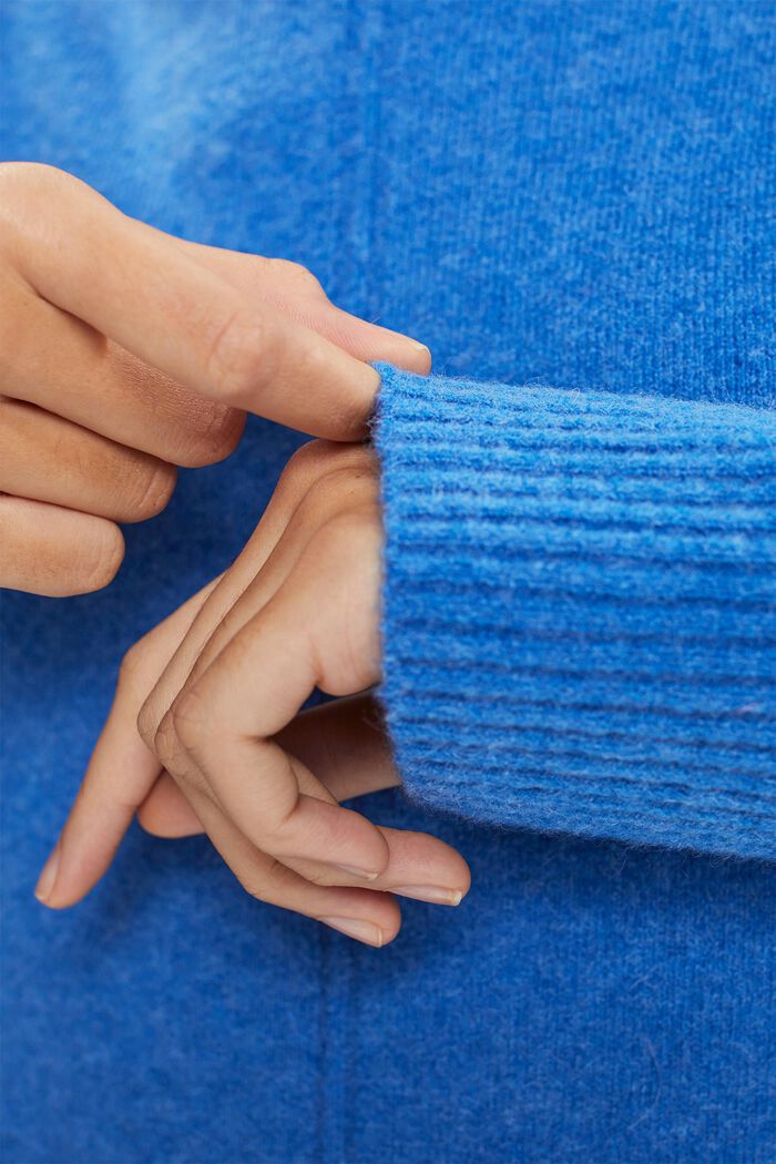 Met wol: heerlijk zachte trui met opstaande kraag, BRIGHT BLUE, detail image number 0