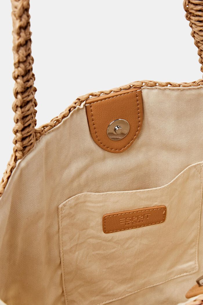 Raffia tote bag, CAMEL, detail image number 1
