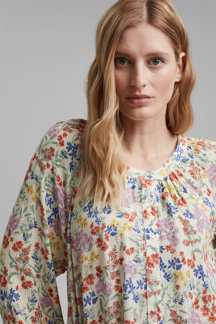 Crinkle-blouse met millefleursprint, OFF WHITE, detail image number 6