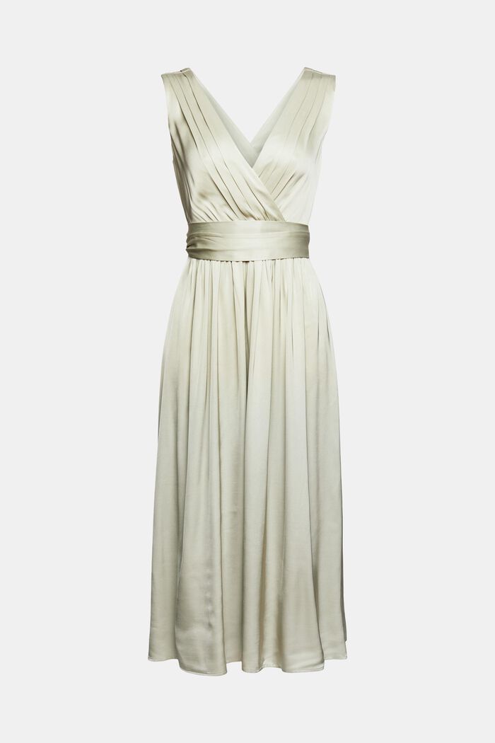 Midi-jurk met satijnlook, LENZING™ ECOVERO™, PASTEL GREEN, detail image number 5