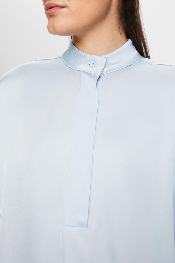 Satijnen blouse met opstaande kraag, LIGHT BLUE, detail image number 2