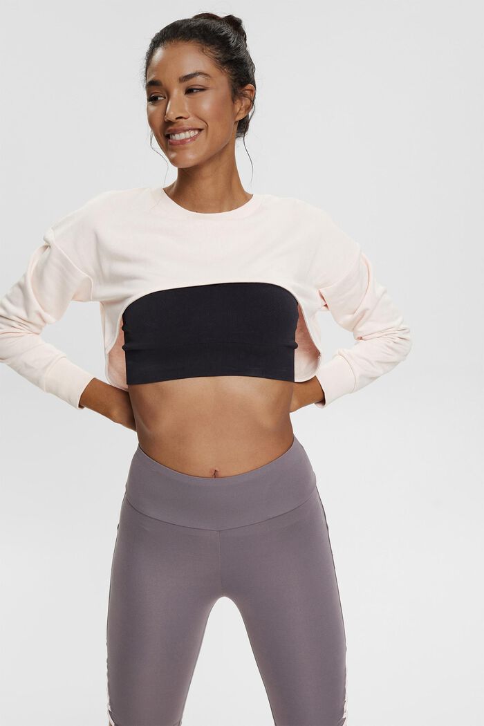 Gerecycled: cropped sweatshirt, LIGHT ROSE, overview