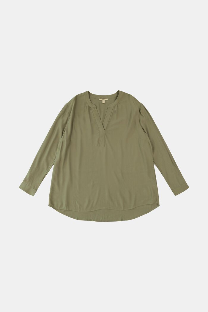 CURVY blouse van LENZING™ ECOVERO™, LIGHT KHAKI, detail image number 0