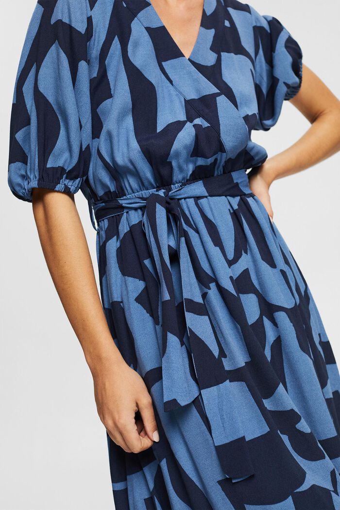 Midi-jurk met motief, LENZING™ ECOVERO™, GREY BLUE, detail image number 3