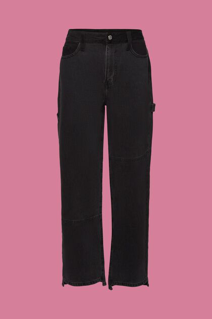Jeans met wijde pijpen en een asymmetrische zoom, BLACK MEDIUM WASHED, overview
