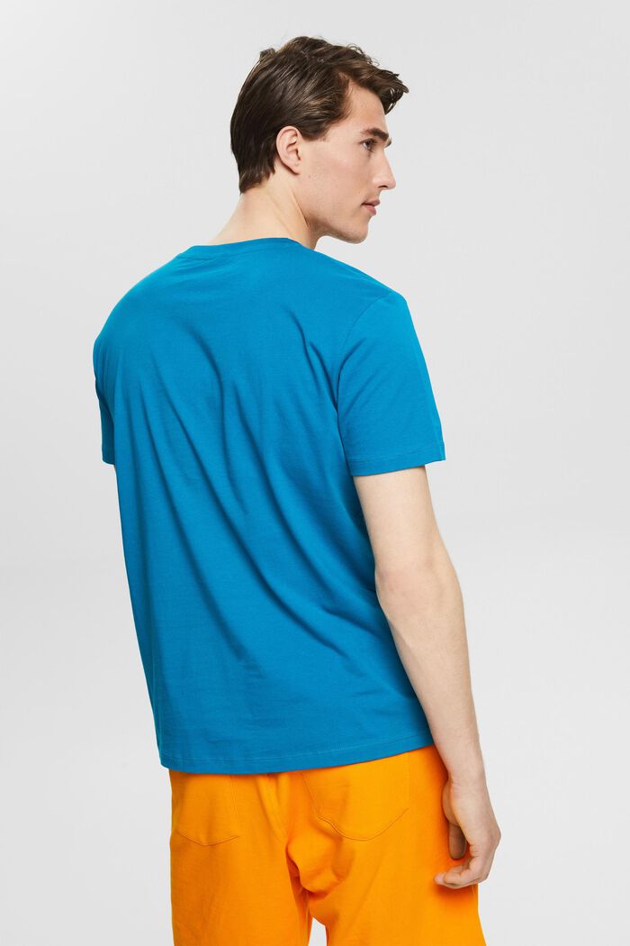 Jersey T-shirt met grote print op de voorkant, TEAL BLUE, detail image number 3
