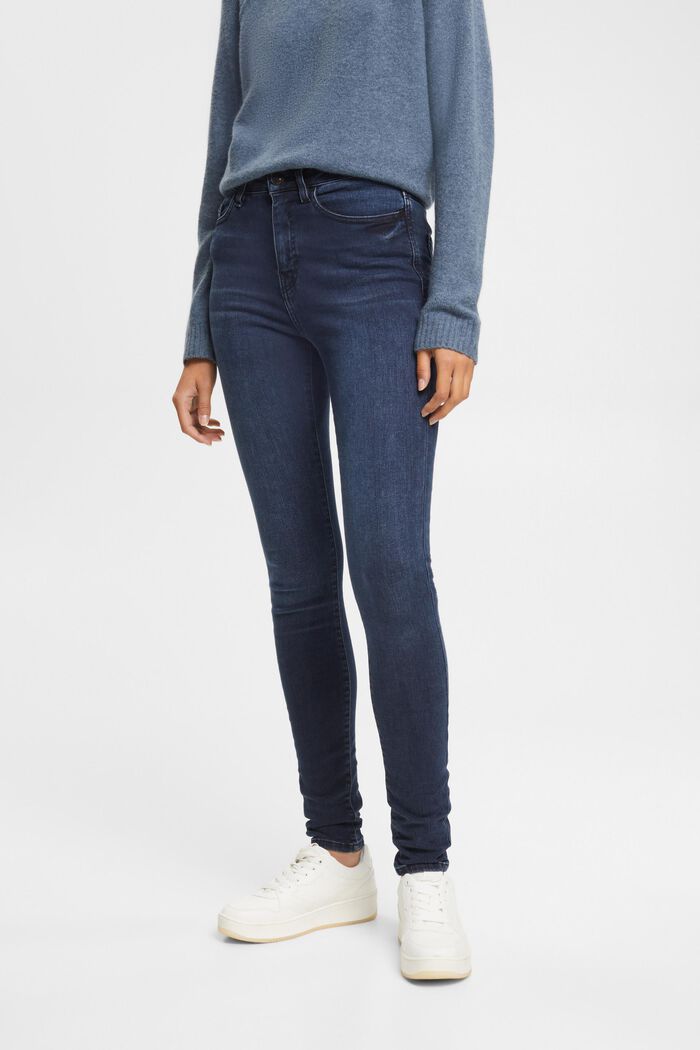 High-rise skinny jeans met stretch, BLUE BLACK, detail image number 0