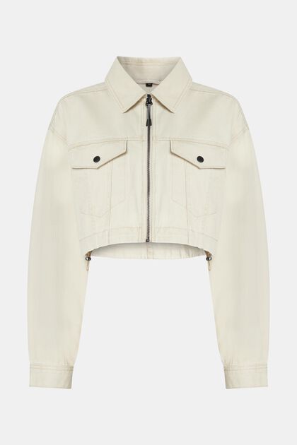 Cropped trucker jacket, NEW SAND, overview