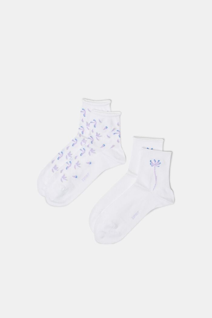 Set van 2 paar gebreide sokken met print, WHITE, detail image number 0