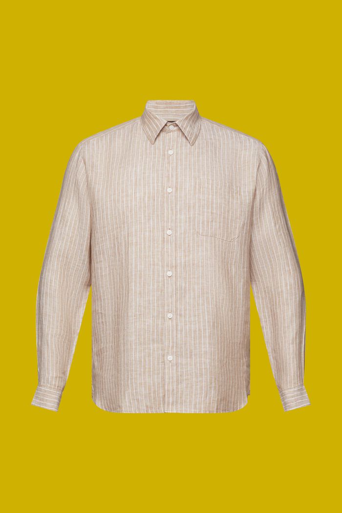 Gestreept shirt, 100% linnen, SAND, detail image number 6