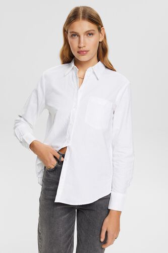 Wit Katoenen blouse met een zak