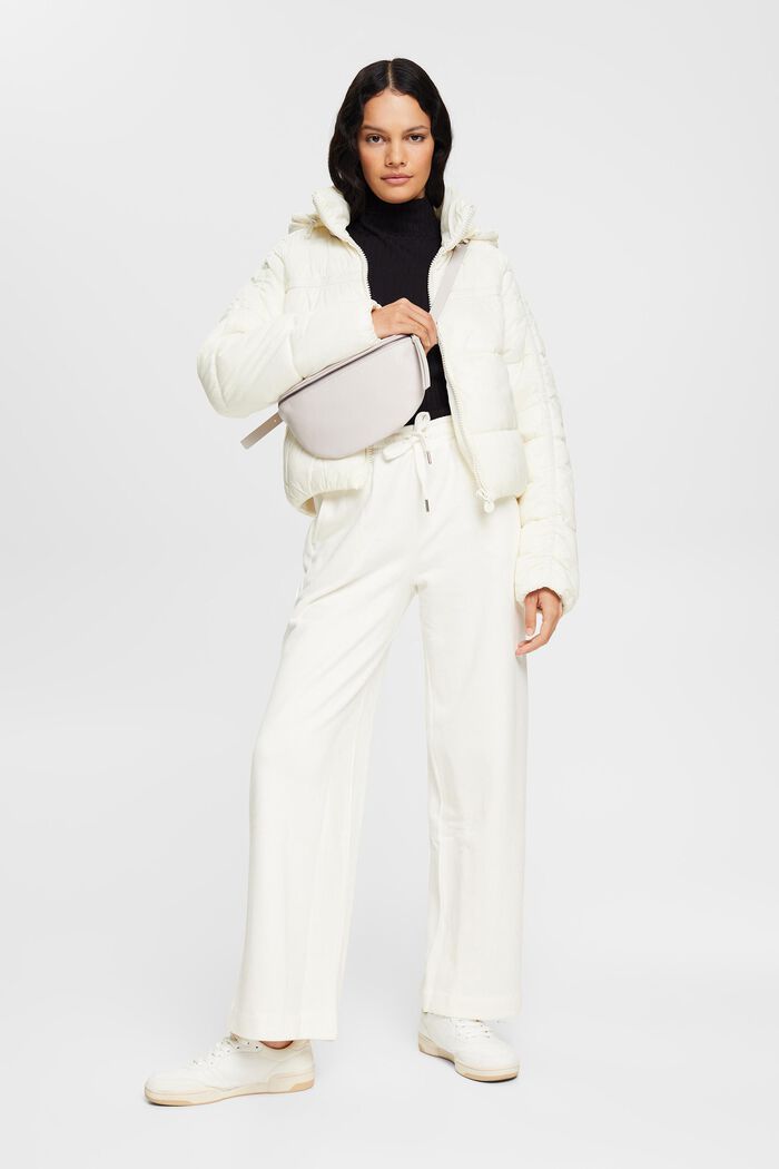 Gewatteerde jas met afneembare capuchon, OFF WHITE, detail image number 0