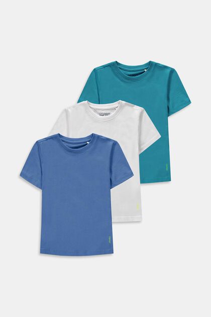 Set van 3 katoenen T-shirts, LIGHT BLUE, overview