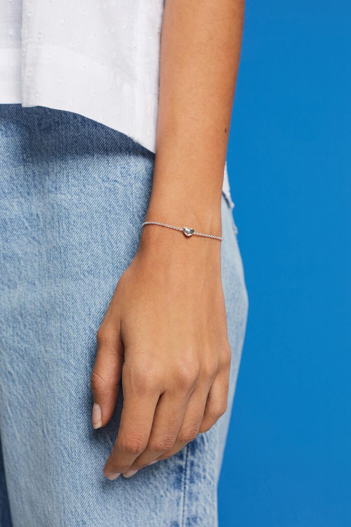 Sterlingzilver armband met hartvormige hanger, SILVER, detail image number 2