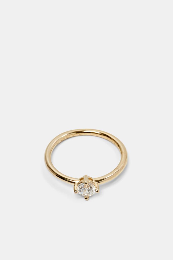 Ring van sterlingzilver met vierkante zirkonia, GOLD, detail image number 0