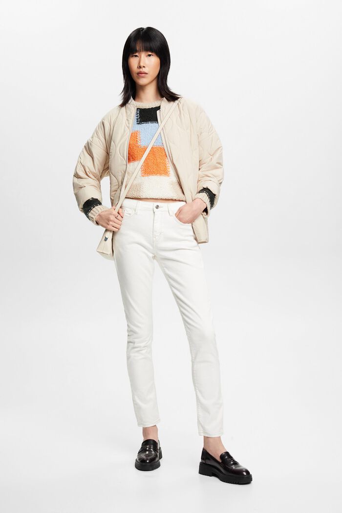Slim fit-jeans met middelhoge taille, WHITE, detail image number 1