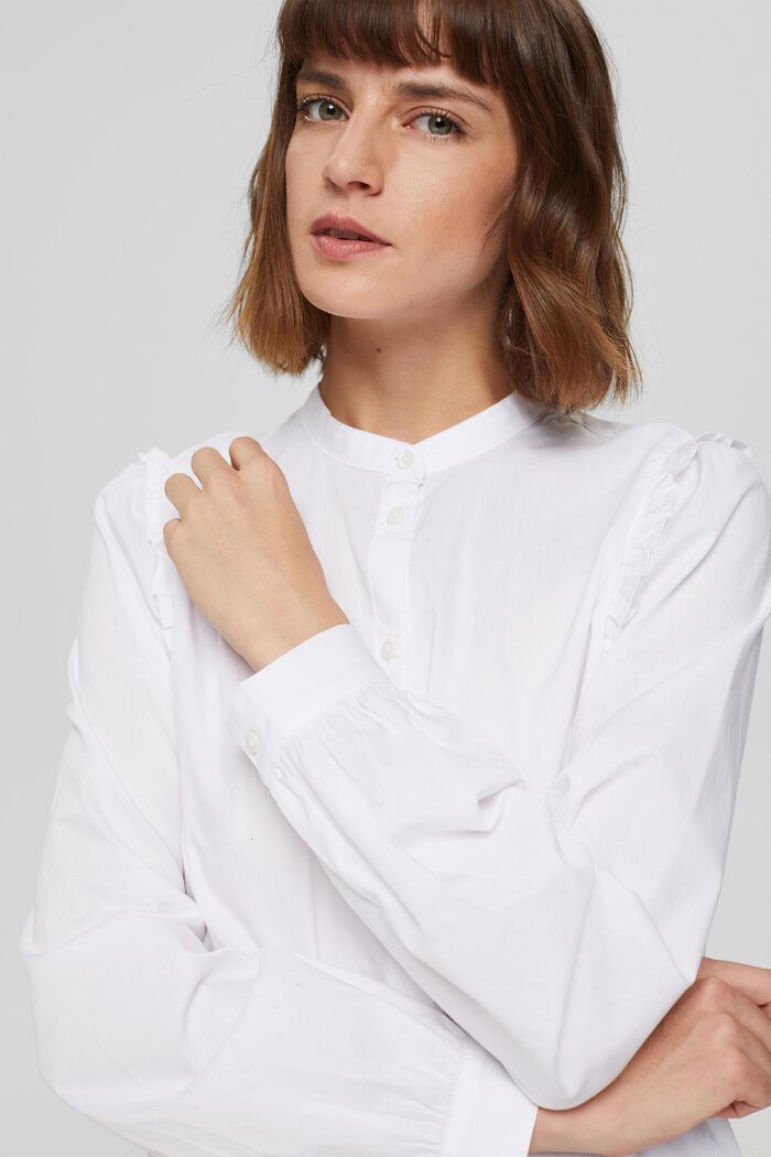 Overhemdblouse met ruches, WHITE, detail image number 0