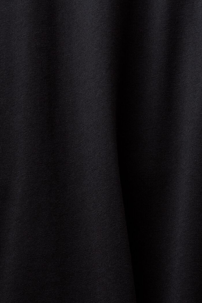 Katoenen shirt met logo en gesuggereerde kraag, BLACK, detail image number 5