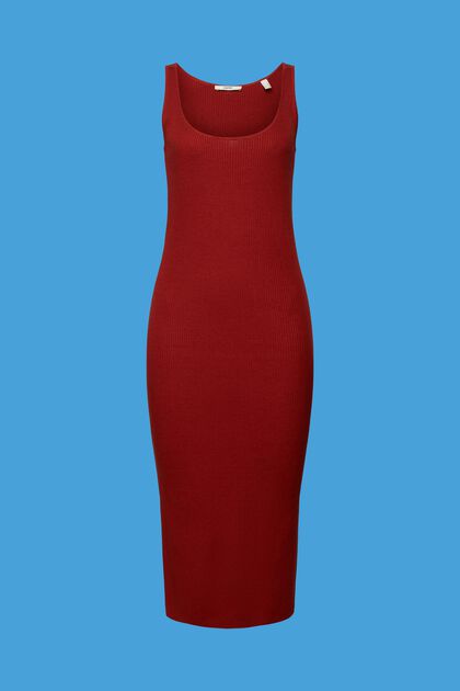 Ribgebreide jurk van een linnenmix