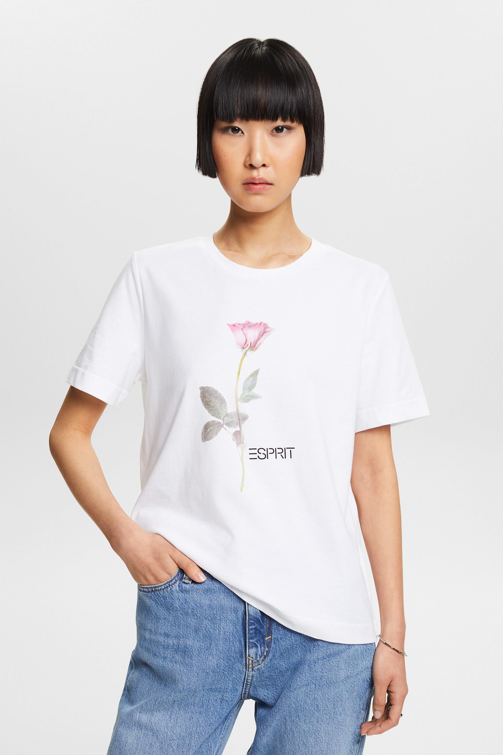 Wit Katoenen T-shirt met grafische print