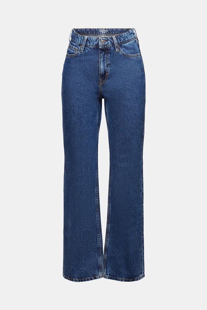 Jeans met retrolook, hoge taille en rechte pijpen, BLUE MEDIUM WASHED, detail image number 6