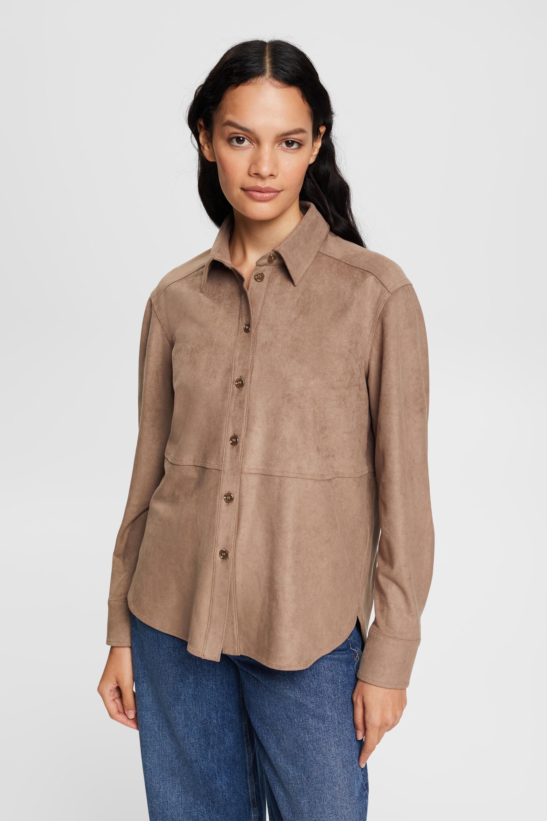 Vero Moda Linnen blouse room-bruin gestreept patroon casual uitstraling Mode Blouses Linnen blouses 