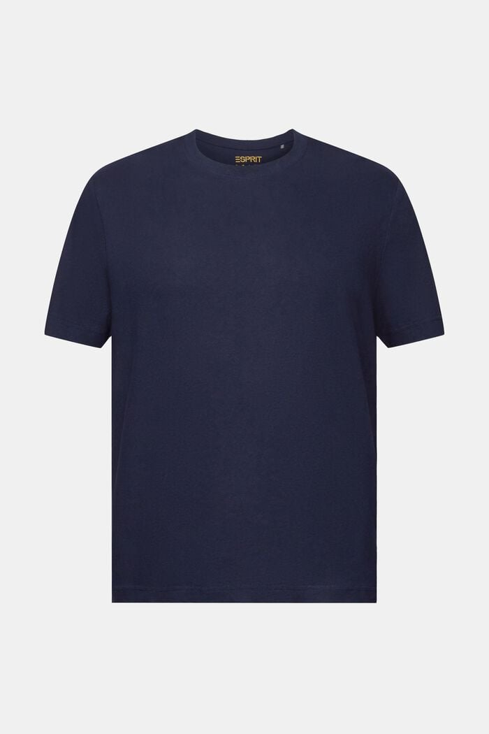 T-shirt van katoen en linnen, NAVY, detail image number 6