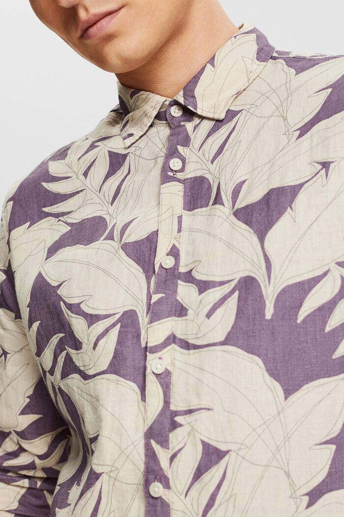 Overhemd met motief, van 100% linnen, DARK MAUVE, detail image number 2