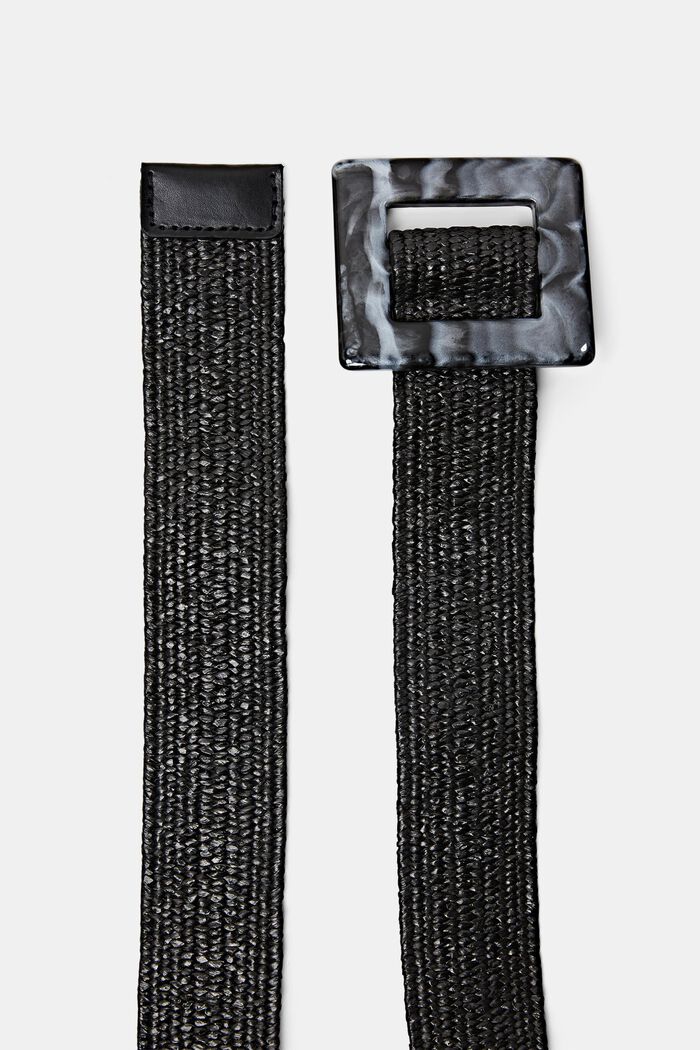Geweven elastische riem met gesp van hars, BLACK, detail image number 1