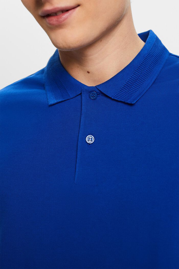 Poloshirt van katoen-piqué, BRIGHT BLUE, detail image number 2