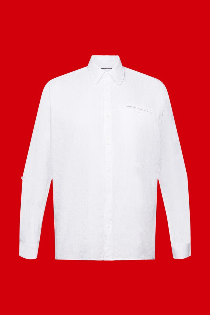 Gestructureerd katoenen overhemd, WHITE, detail image number 7