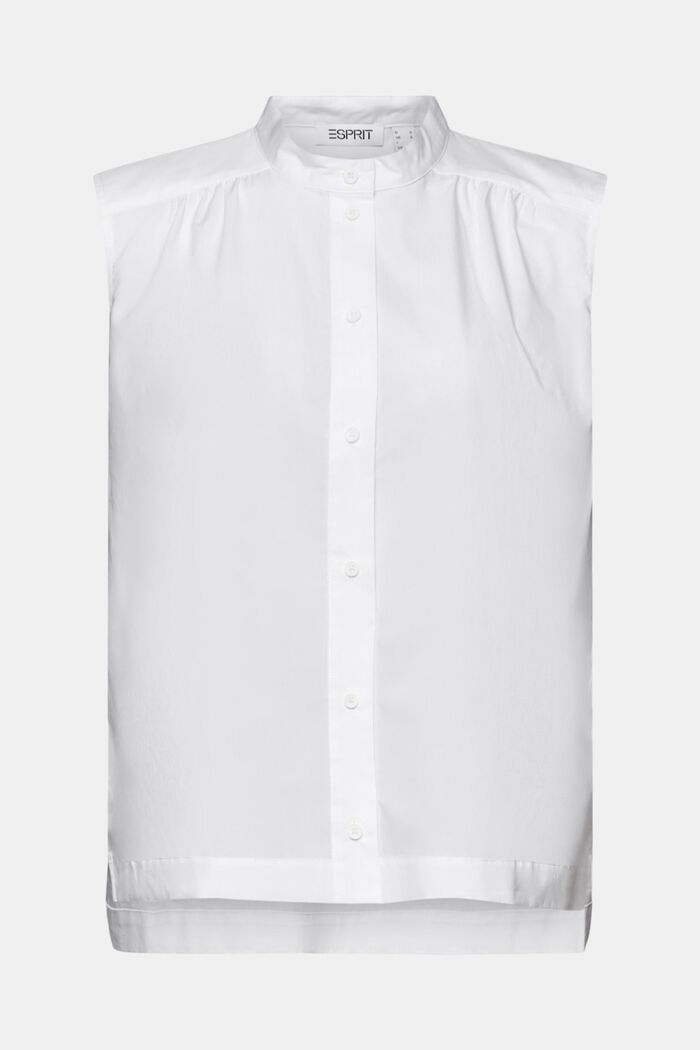 Mouwloze popeline blouse, WHITE, detail image number 5