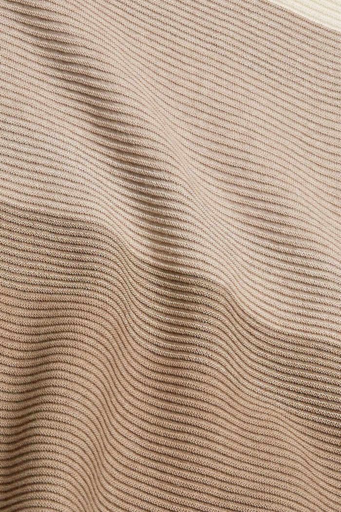 Geribde trui met strepen en glitter, LIGHT TAUPE, detail image number 4