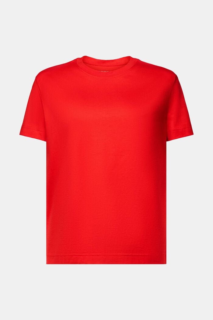 T-shirt van pimakatoen met ronde hals, RED, detail image number 5