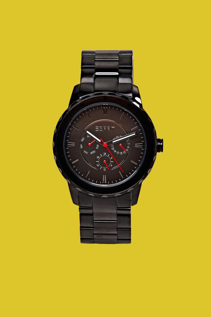 Edelstalen horloge met schakelbandje, BLACK, detail image number 0