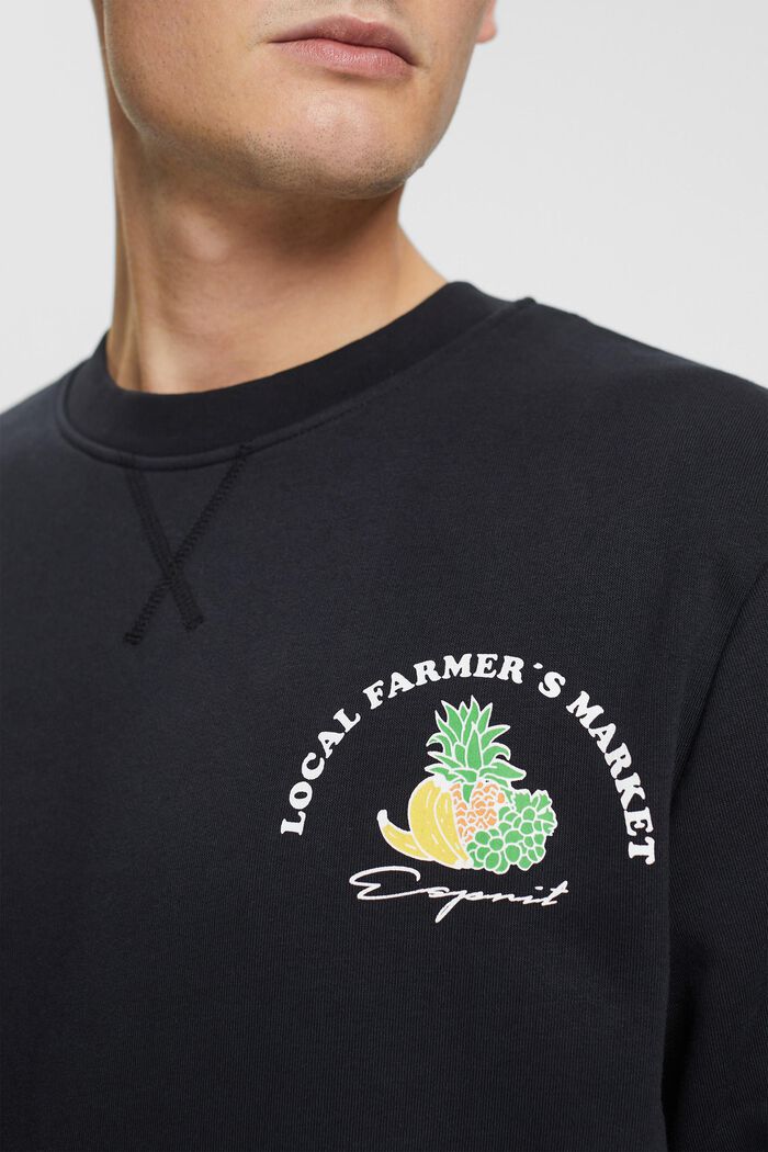 Sweatshirt met print op de borst, BLACK, detail image number 2