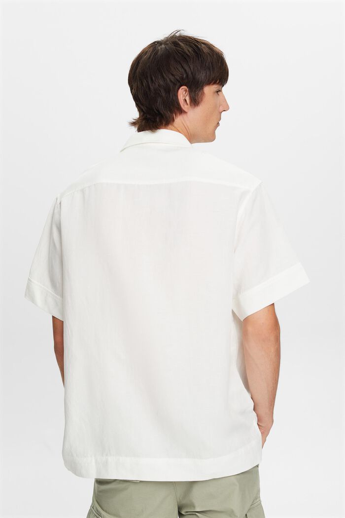 Shirt met korte mouwen, linnenmix, WHITE, detail image number 3