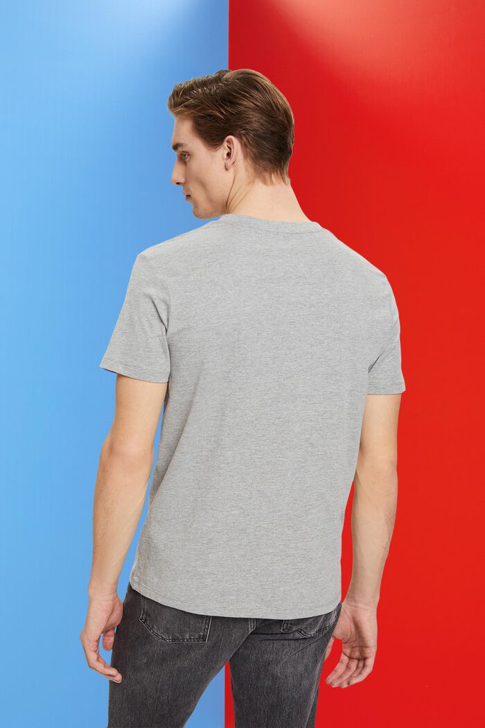 Slim fit jersey T-shirt met V-hals, MEDIUM GREY, detail image number 3