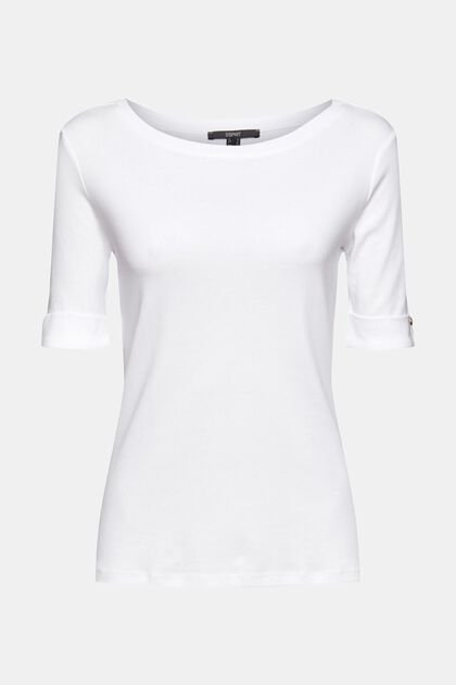 T-shirt van biologisch katoen met vaste omslag, WHITE, overview
