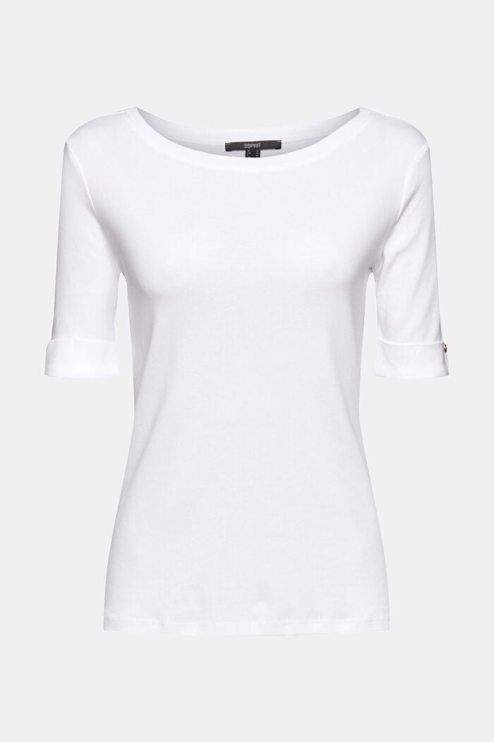 T-shirt van biologisch katoen met vaste omslag, WHITE, detail image number 7