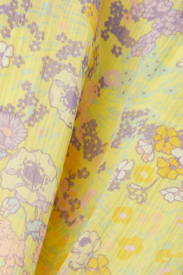 Gebloemde chiffon blouse met ruches, LIGHT YELLOW, detail image number 6