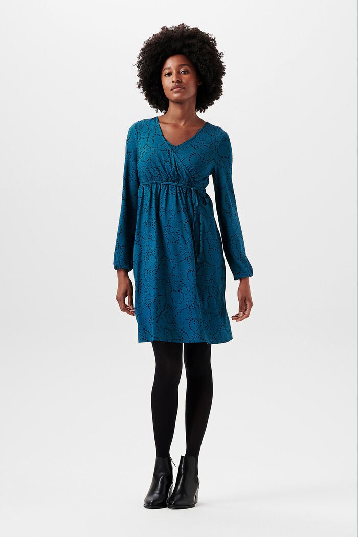 Jersey jurk met motief, LENZING™ ECOVERO™, BLUE CORAL, overview